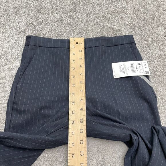 Zara Jogger Waist Dress Pants Women Medium Navy Blue Stripe Straight Trouser NWT - Picture 10 of 14